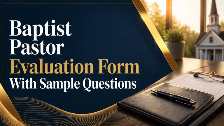 Baptist Pastor Evaluation Form With Sample Questions